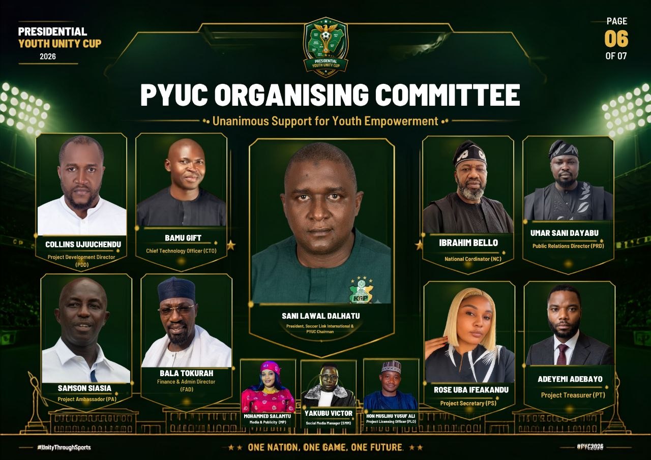 PYUC 2026 Organising Committee — President Sani Lawal Dalhatu and the full leadership team